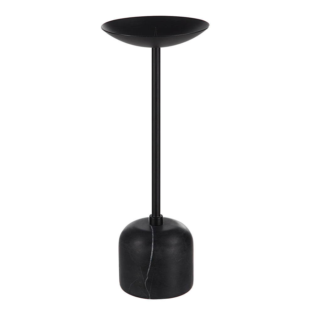 Uma Indoor Iron Set Of 2 Pillar Candle Holder, Matte Black - Detail Image - CAN185