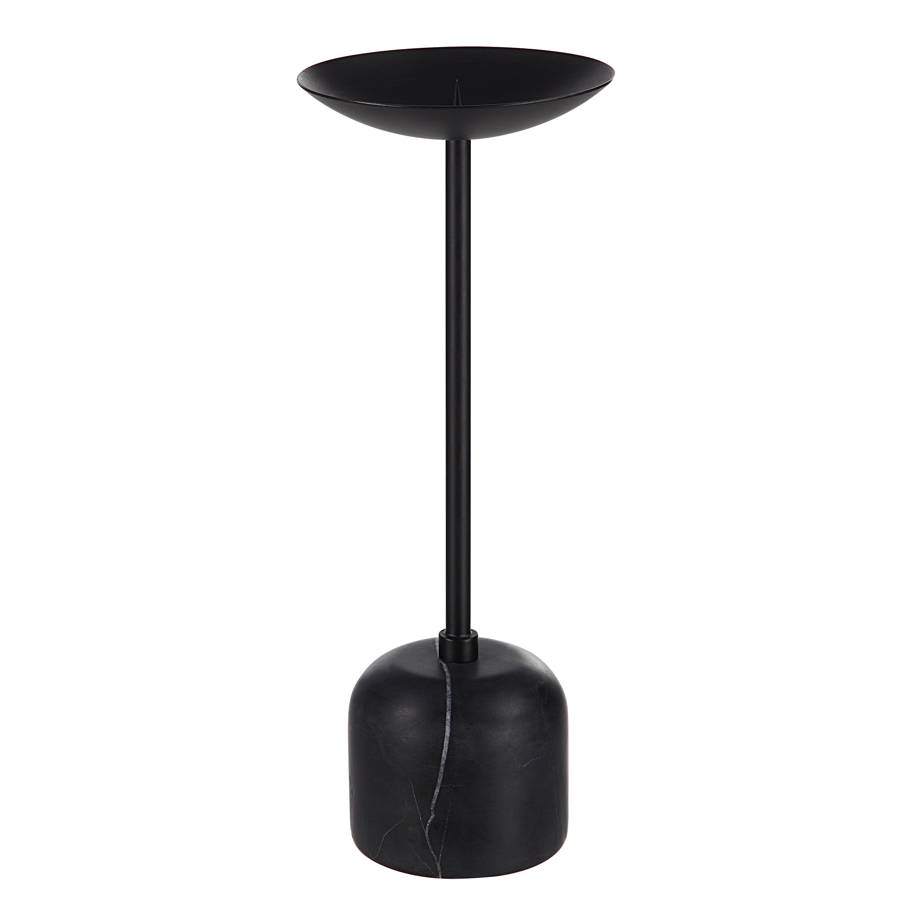 Uma Indoor Iron Set Of 2 Pillar Candle Holder, Matte Black - Detail Image - CAN185