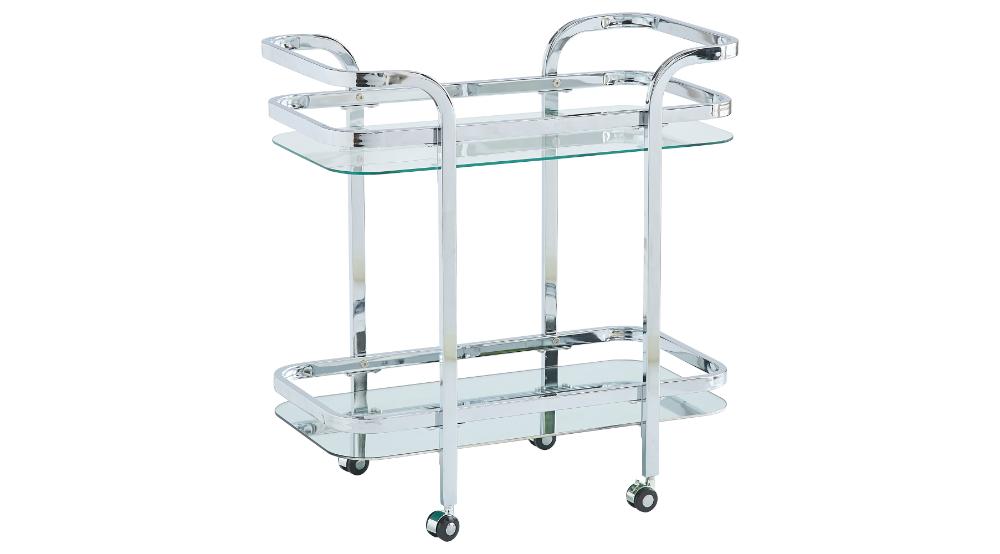 Worldwide Home Furnishings Zedd 556-218CH 2-Tier Bar Cart - Chrome