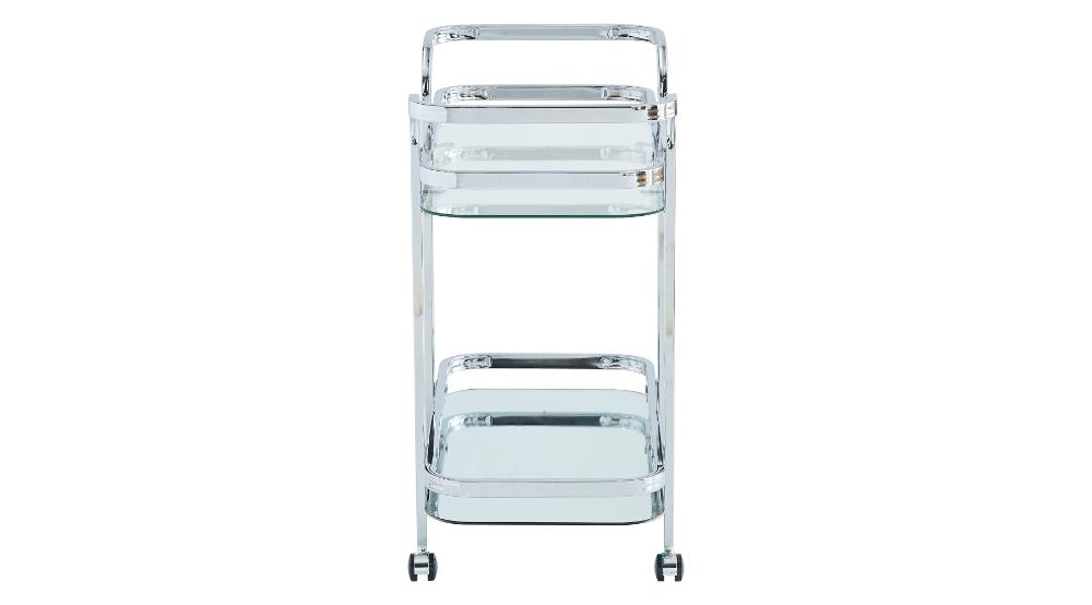 Worldwide Home Furnishings Zedd 556-218CH 2-Tier Bar Cart - Chrome