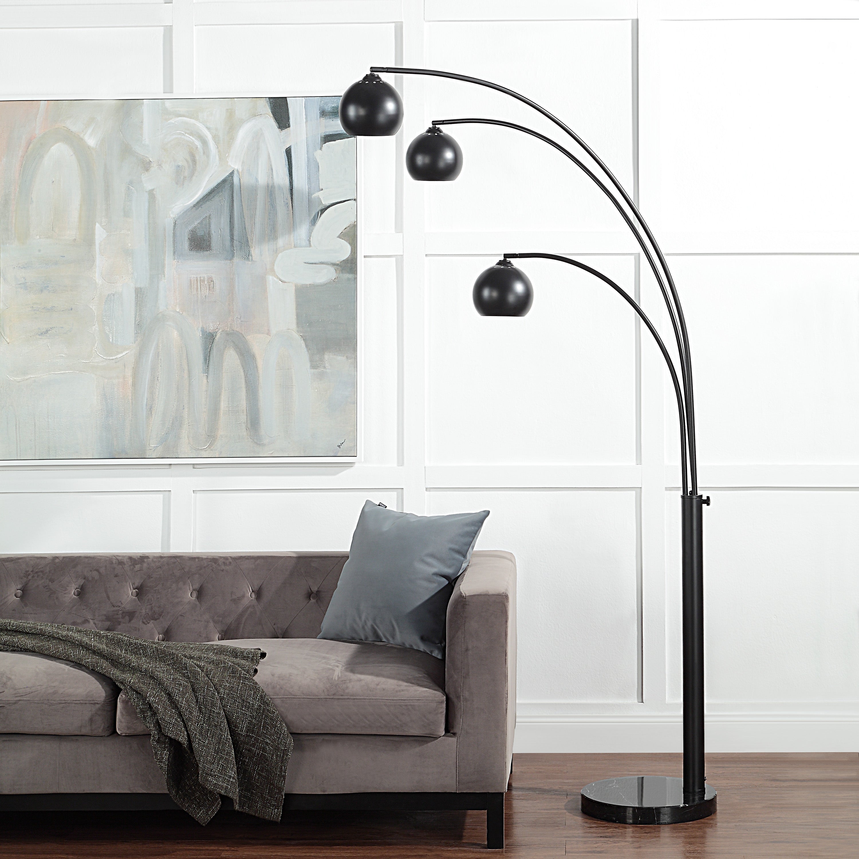 Folia 84" Tall Matte Black Floor Lamp with Dome Iron Shade - Lifestyle Image - LPF3150
