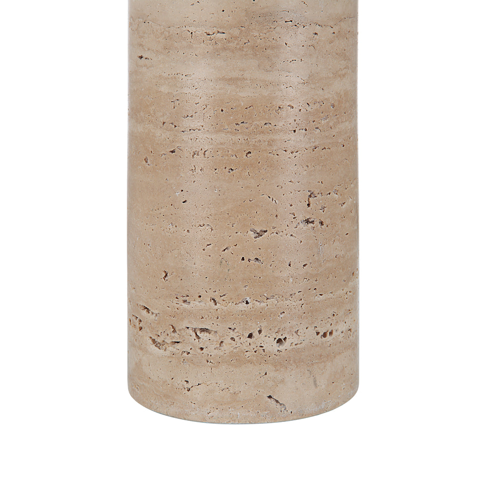 Ixora 25" Tall Plated Antique Brushed Brass Iron Table Lamp with Drum Linen Shade - Detail Image - LPT1262