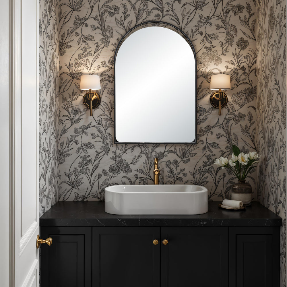 Maniola 30" H x 20" W Wall Mirror, Black - White Label Lifestyle Image - MT2731