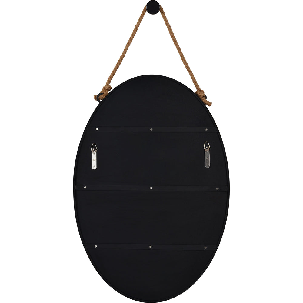 Parbuckle 42" Tall Oval Wall Mirror, Black - Backing Image - MT2365