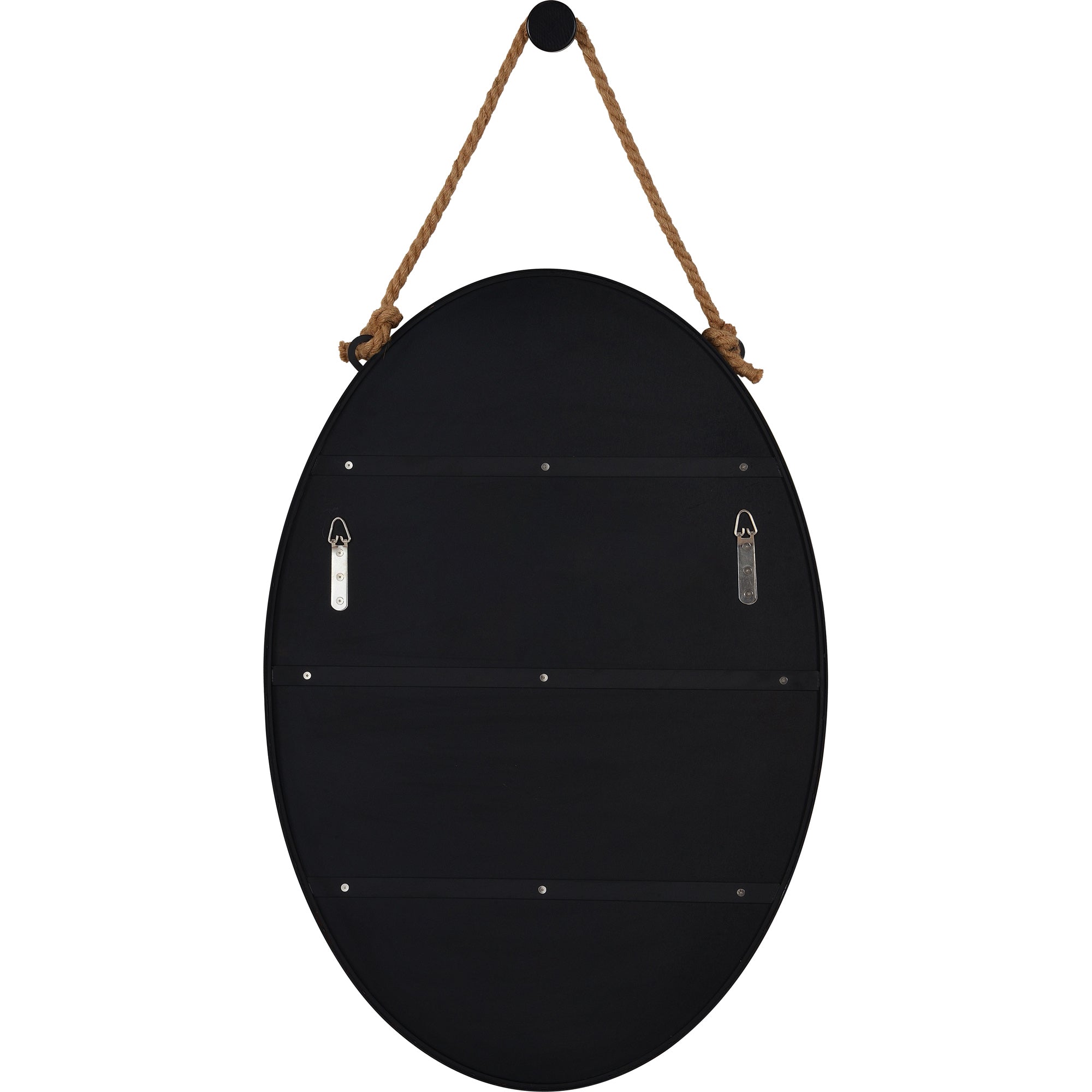 Parbuckle 42" Tall Oval Wall Mirror, Black - Backing Image - MT2365