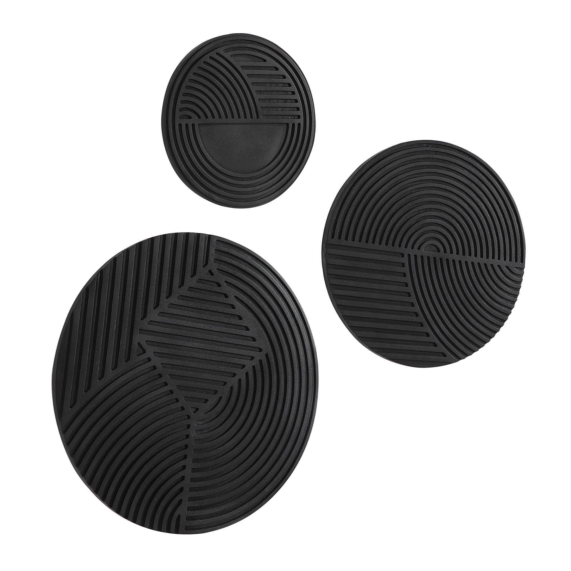 Sofia 3 Piece Wide Wall Art, Matte black - Angle Image - W6733