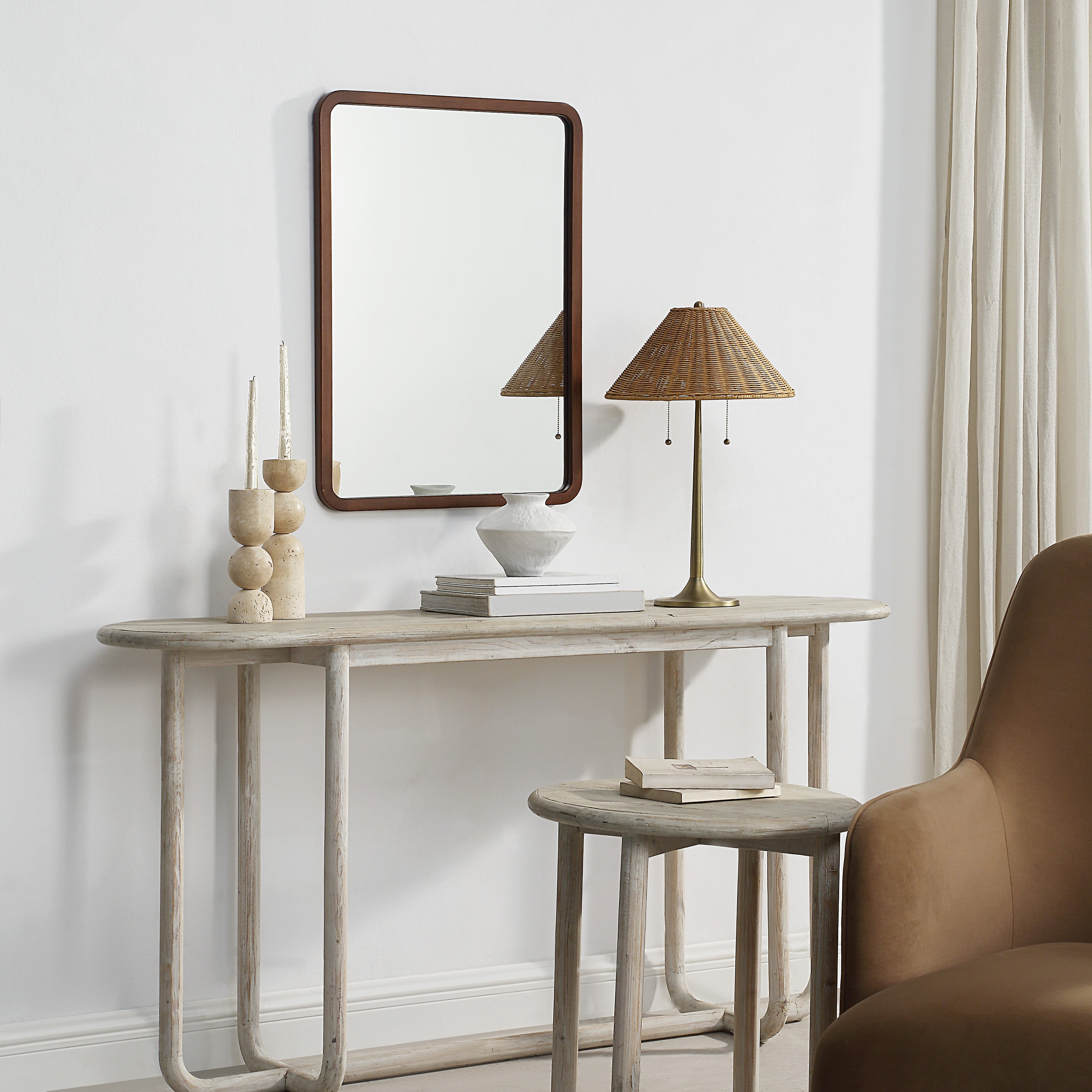 Tacna 30" H x 22" W Wall Mirror, Brown - Lifestyle Image - MT2718