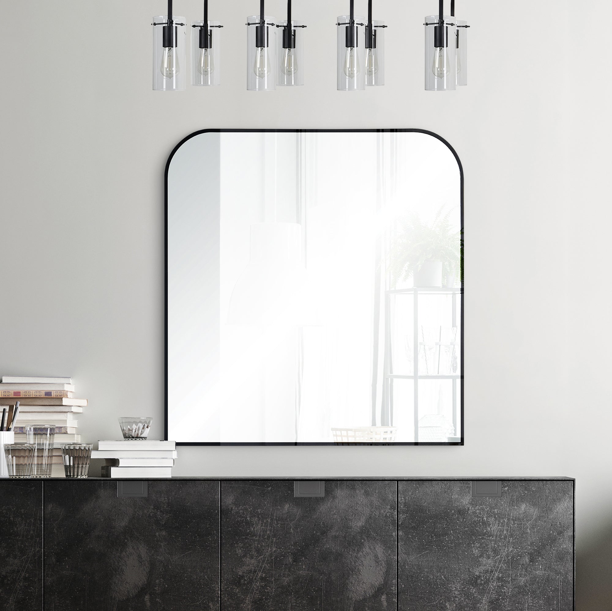 Luka 40" Tall Irregular Wall Mirror, Black - Additional Image 3 - MT2382